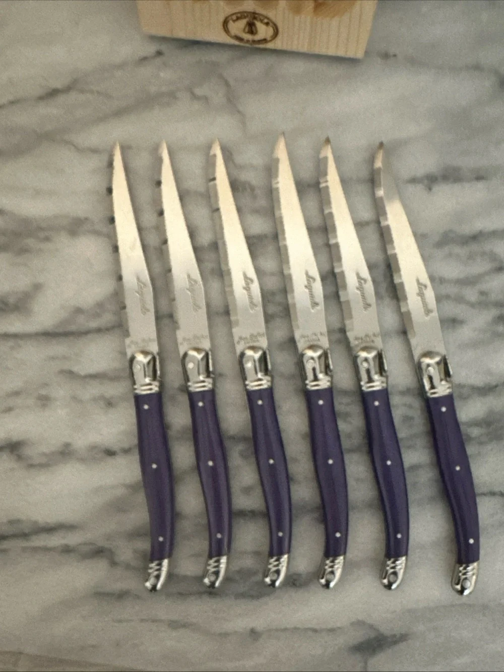 Laguiole Purple Handle 6-Piece Steak Knife Set